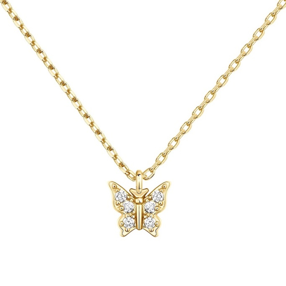 Butterfly Pendant Necklace • White Crystal Detail • Modern Luxury